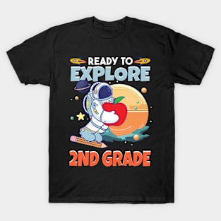 Ready To Explore 2nd Grade Astronaut Lover Back To School Gift For Boys Kids T-Shirt